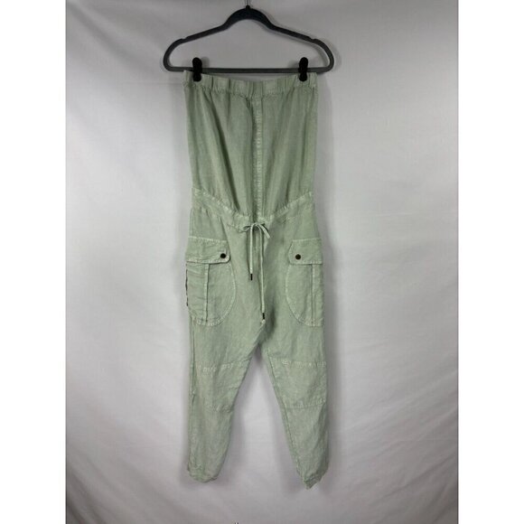 YFB Young Fabulous Broke Kennedy Strapless Jumpsuit Mint Green Small Linen Blend - Picture 1 of 15